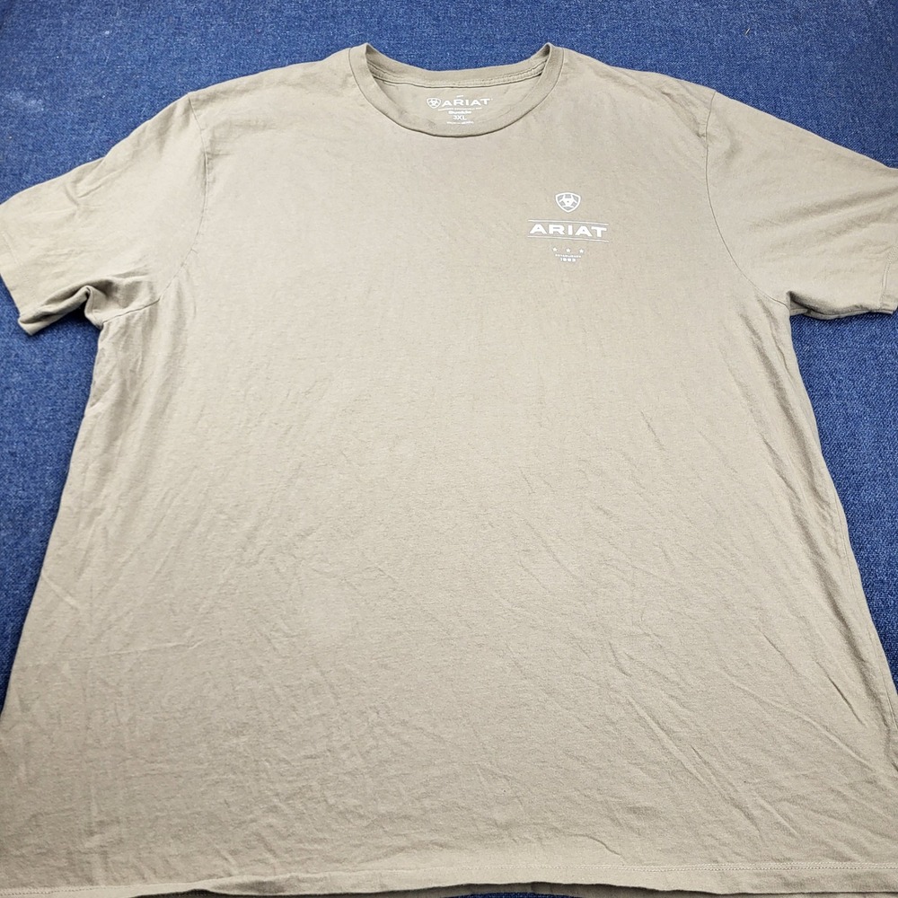 Ariat Mens 3XL Tan Graphic T-Shirt Buckle Exclusive American Flag Logo Cotton